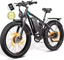 Bicicleta elétrica de duplo motor preta e azul, modelo premium que necessita de seguro para bicicleta elétrica contra roubo