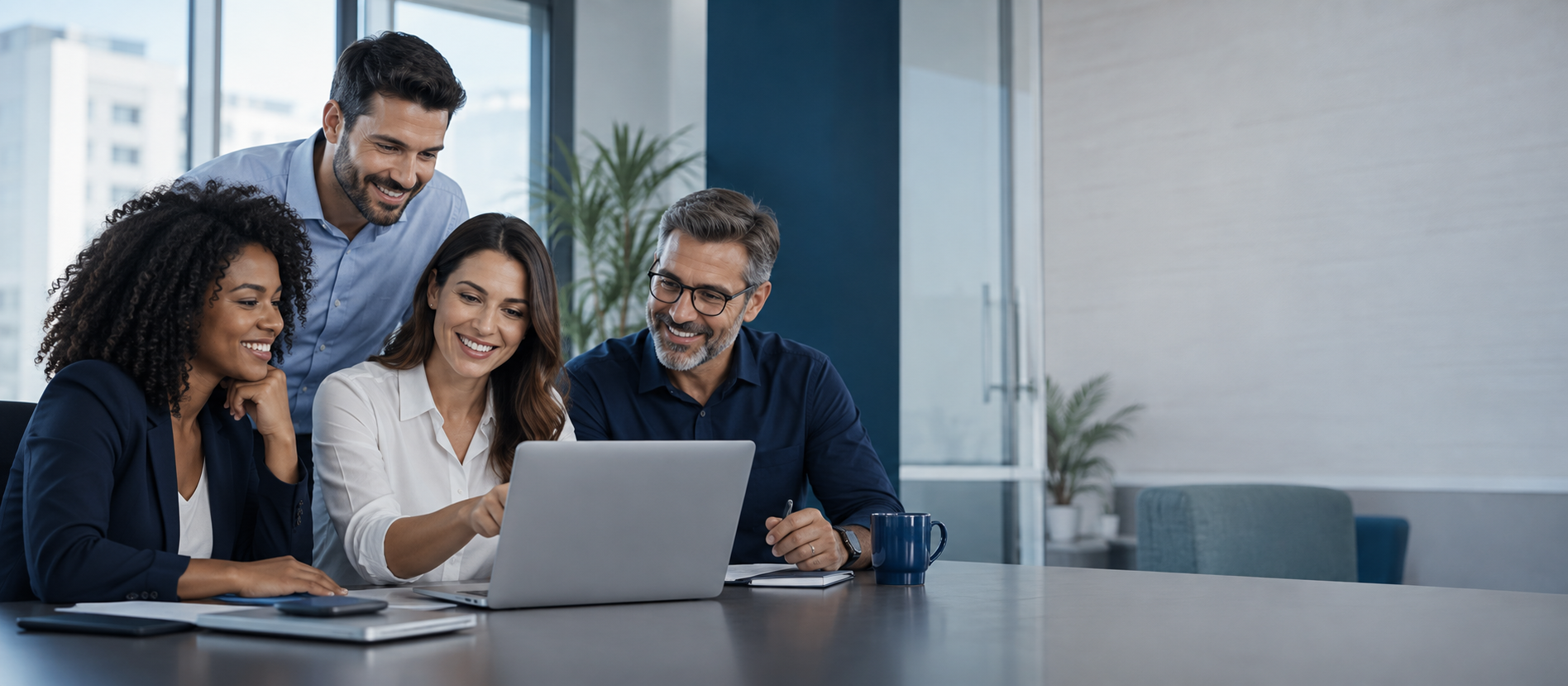 Equipe empresarial analisando benefícios de proteção